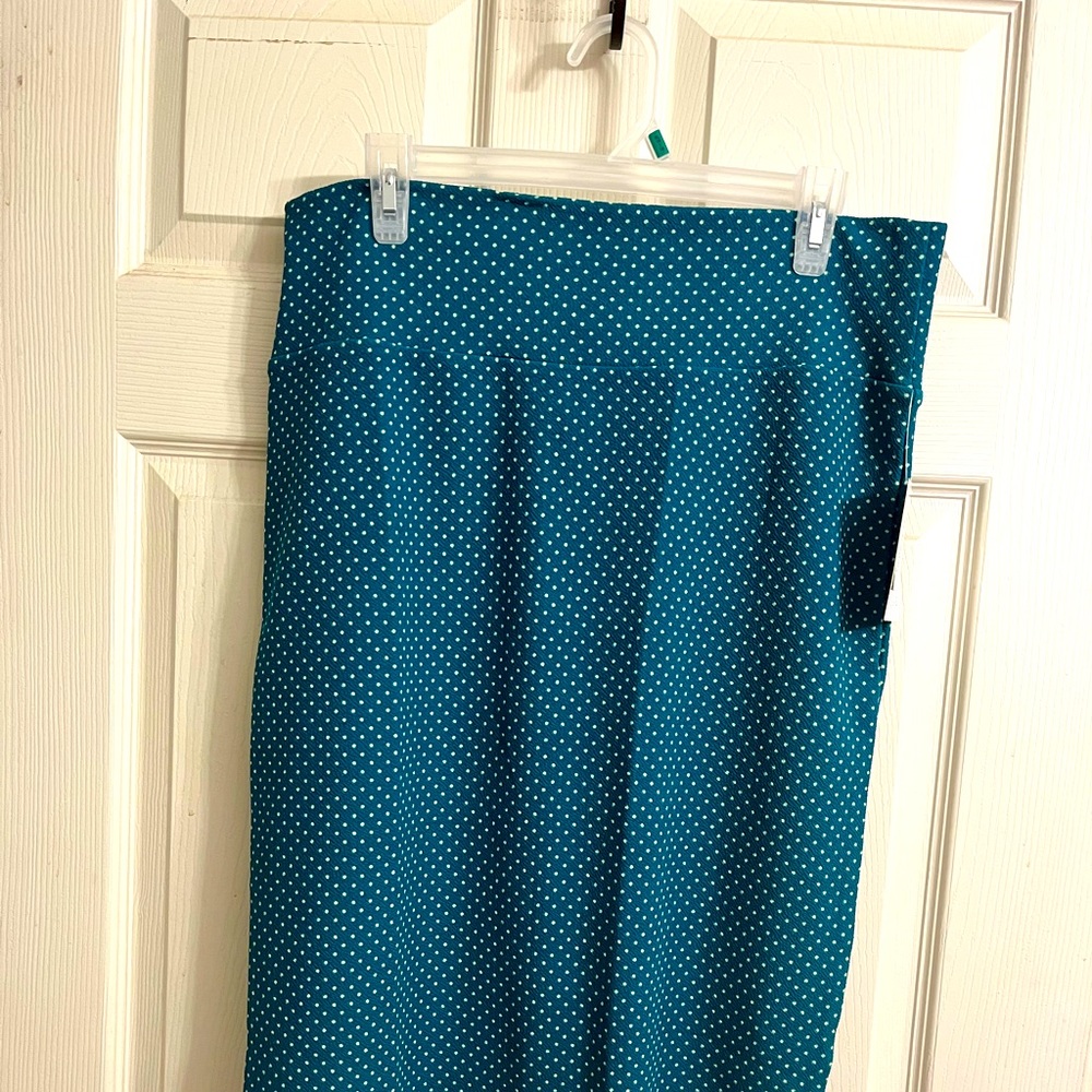 LuLaRoe Teal Polka Dot Pencil Skirt
